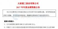 太原重工預(yù)計2017年業(yè)績盈利3500 萬元到 5100 萬元