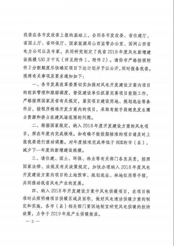 96個項目！山西省正式印發(fā)2018年度風(fēng)電開發(fā)建設(shè)方案
