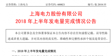 國家電投旗下上海電力上半年經(jīng)營成績單出爐：完成發(fā)電量237.85億千瓦時
