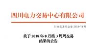 四川2018年8月第3周周交易結(jié)果：34家售電公司參與富余電量交易