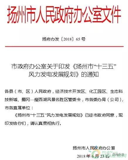 2.1GW！揚(yáng)州市“十三五”風(fēng)力發(fā)電發(fā)展規(guī)劃正式頒布：鼓勵(lì)投資建設(shè)和經(jīng)營分散式風(fēng)電項(xiàng)目！