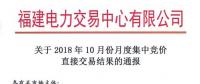 福建2018年10月月度集中競價(jià)直接交易：成交電量14.34億千瓦時(shí)