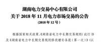 湖南2018年11月電力市場交易：火電下調(diào)申報價格不得低于3.3分/千瓦時