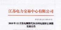 江蘇2018年12月發(fā)電側替代及合同電量轉讓調整交易11月26日申報