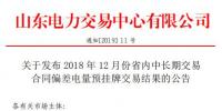 山東2018年12月省內中長期交易合同偏差電量預掛牌交易：<font color=