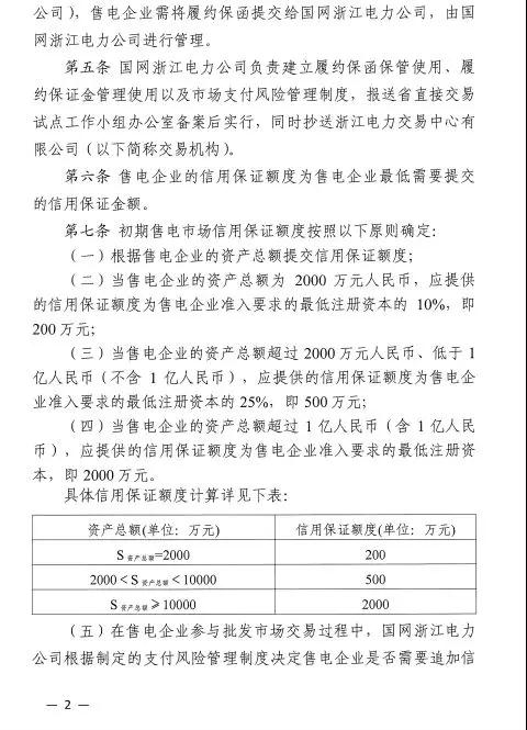 新規(guī)！浙江擬按售電企業(yè)資產(chǎn)總額繳納保函 最高2000萬