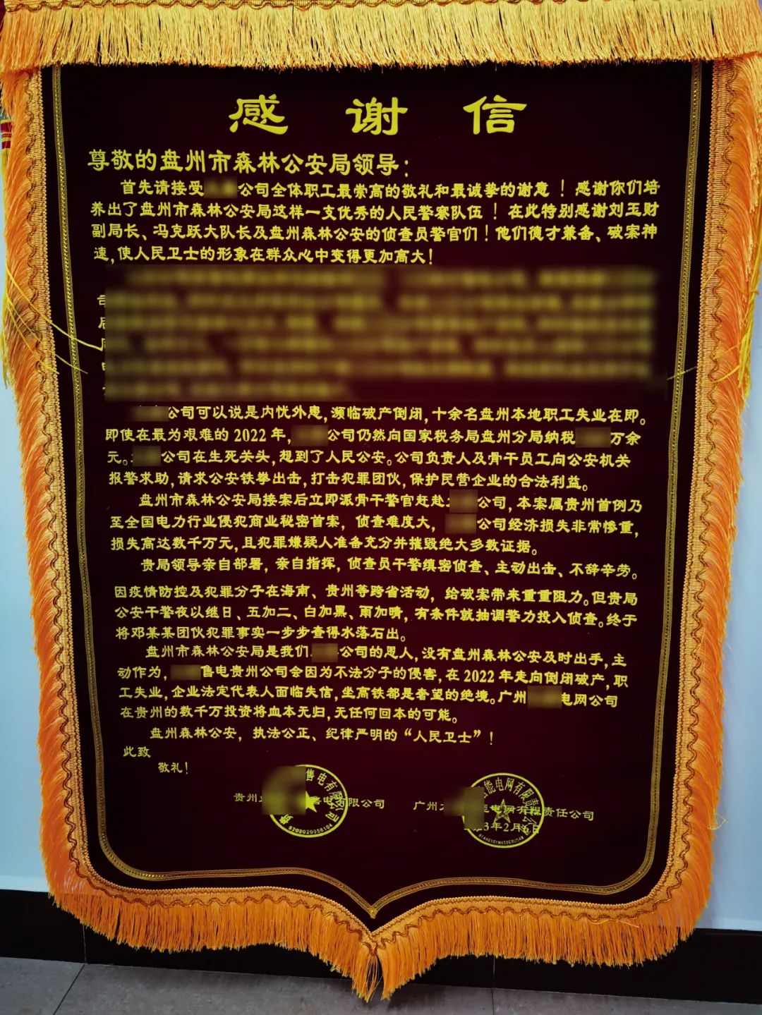 為企業(yè)成功挽損 獲贊“人民衛(wèi)士”——貴州省盤州公安多點發(fā)力偵破一起侵犯商業(yè)秘密案